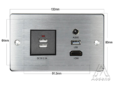 多媒体面板 信息插  USB  HDMI  双USB充电